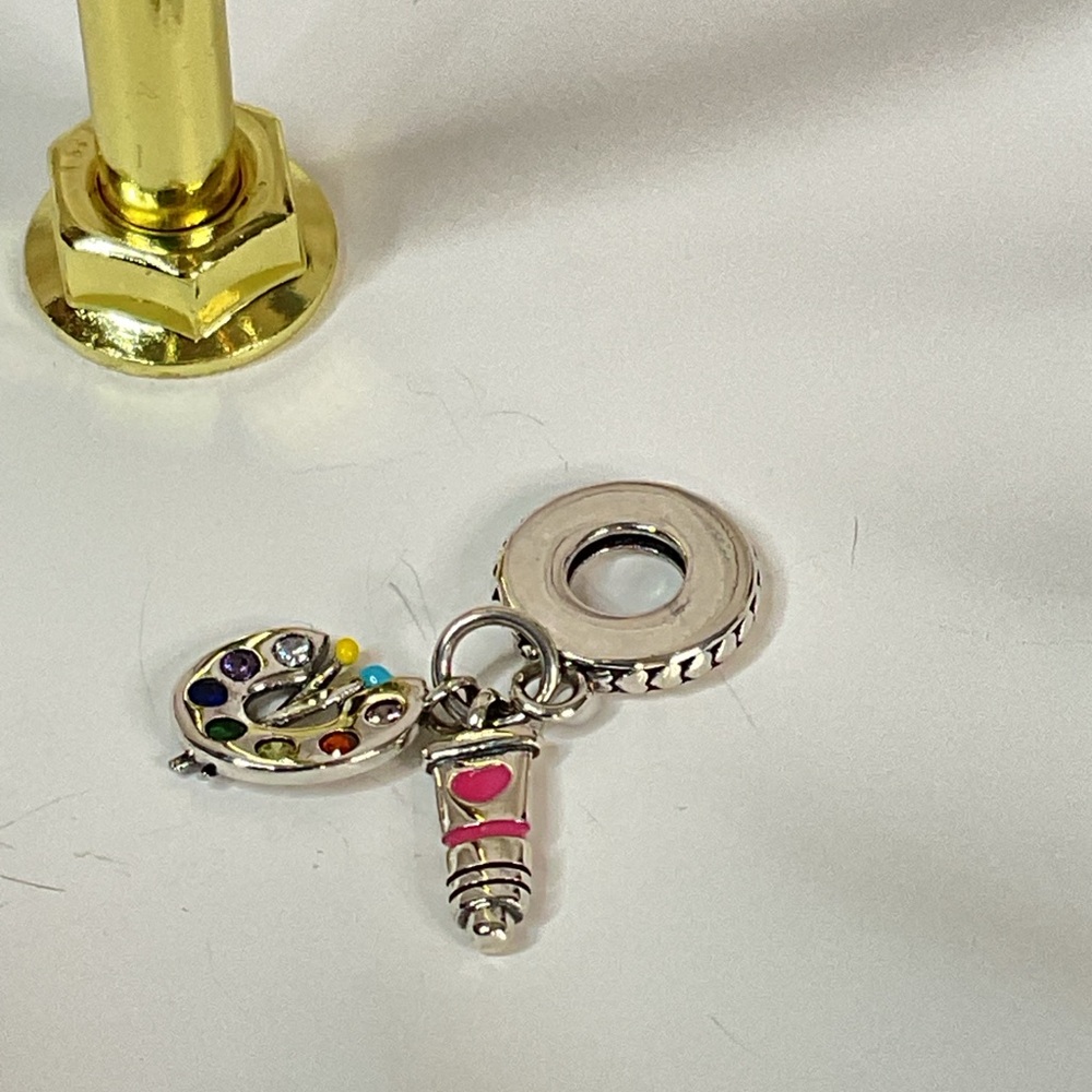 🌟 S925 Sterling Silver Artist Palette Dangle Charm - Picture 4 of 5